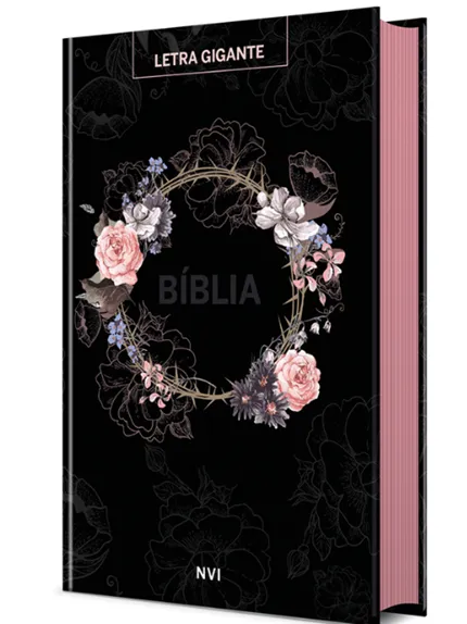 BIBLIA SAGRADA - NVI - CÍRCULO FLORES PRETA - LETRA GIGANTE