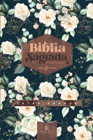 BÍBLIA NVI, COURO SOFT, ROSAS, LETRA GRANDE, ESPAÇO PARA ANOTAÇÕES